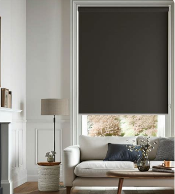 Chocolate brown or earth-tone blinds
